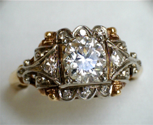 Edwardian platinum and diamond. Nobel Antique jewelry Store, Santa Monica. Made in America. Circa 1880s